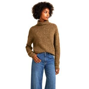 Womens J. Crew Alpaca Wool Blend Mock Neck Sweater Brown Size Large Soft